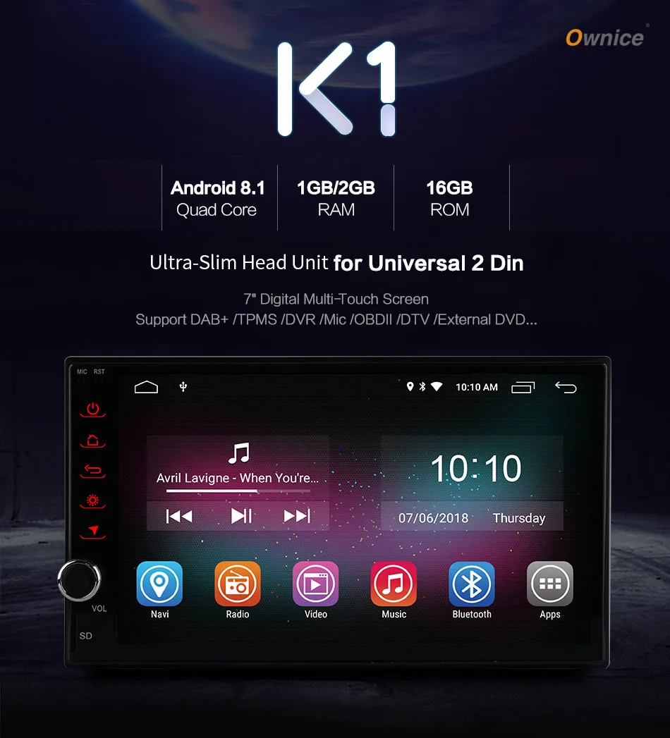 Cheap 2 Din 7" Ultra Slim Android 8.1 Car DVD Radio Player Autoradio GPS Stereo For Nissan Toyota Honda Mazda BYD Kia Universal 2Din 4