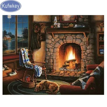 

diy diamond embroidery fireplace diamond painting,mosaic picture rhinestone Painting full square Handmade puzzle 3d house art