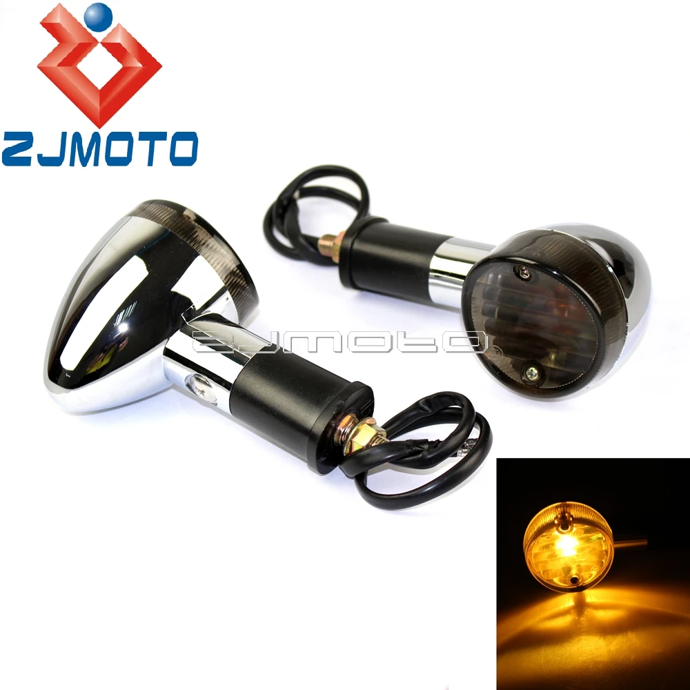 Buy Motorcycle Turn Signal Lights Chrome Amber Light
