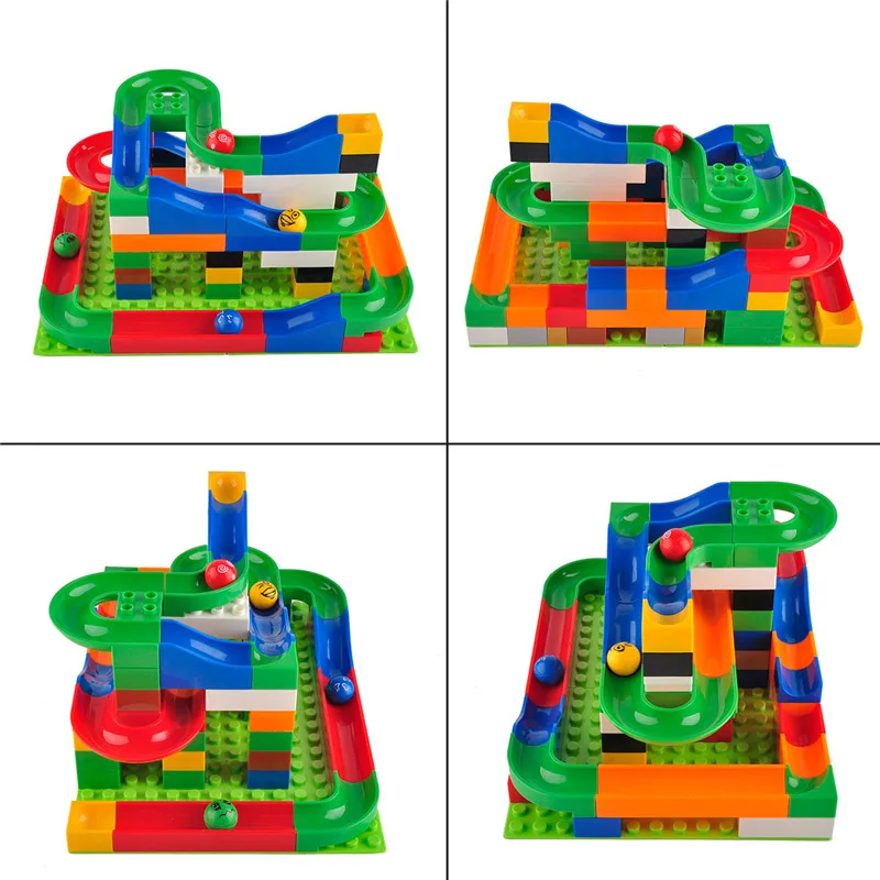 

1set 3 styles Educational DIY Construction Marble Race Run Maze Balls Track Building Blocks Colorful Block Children Kids Toys