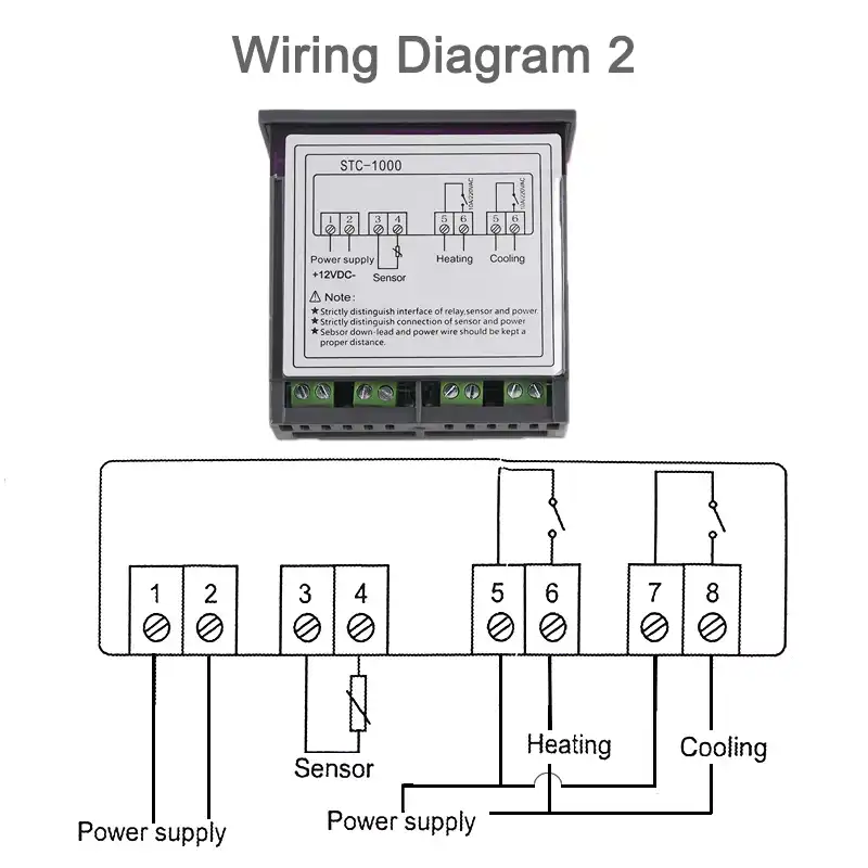 Controlador de temperatura de termostato digital dual Termorregulador de salida de dos rel/és para incubadora Calefacci/ón Refrigeraci/ón XK-W1088 DC12V