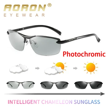 

2020 Men Polarized Photochromic Sunglasses Professional Driving Anti-glare Goggles Men Discolored Sun Glasses A289