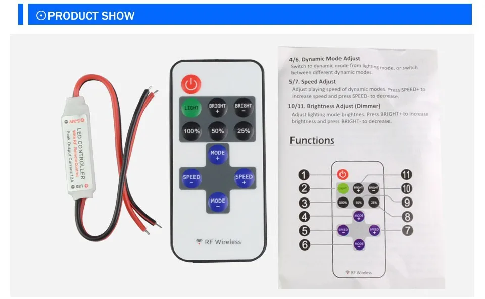 10 клавиш RF беспроводной Одноцветный пульт дистанционного управления Светодиодная лента диммер постоянного тока 12 В применяется к SMD 5050 3528 3014 5630 Светодиодная лента