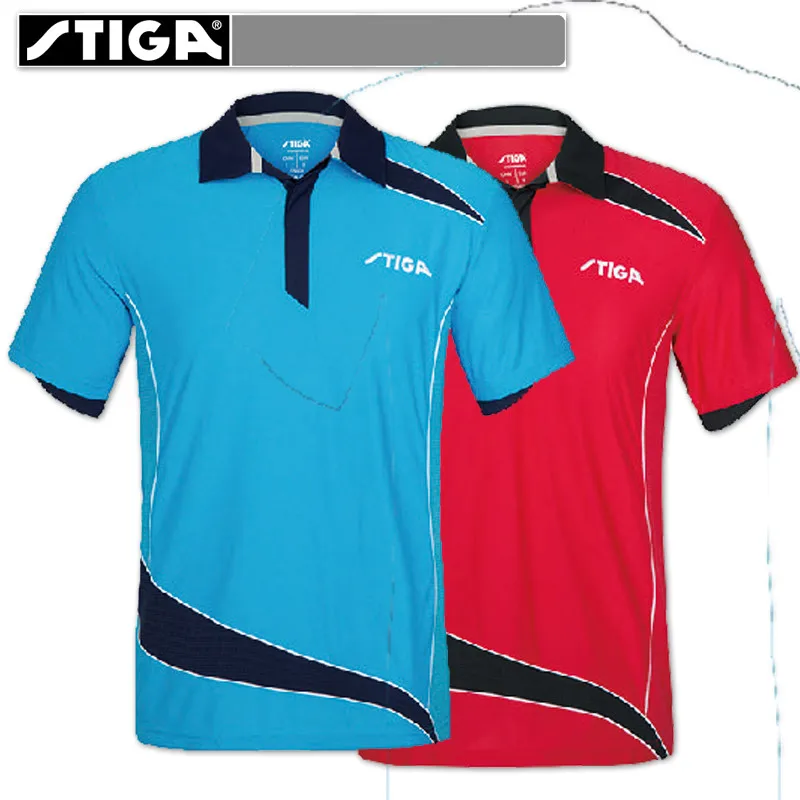 

Original Stiga Table Tennis Clothes Sportswear Quick Dry Short Sleeved Men Ping Pong Shirt Women Sport Jerseys 75121/75141