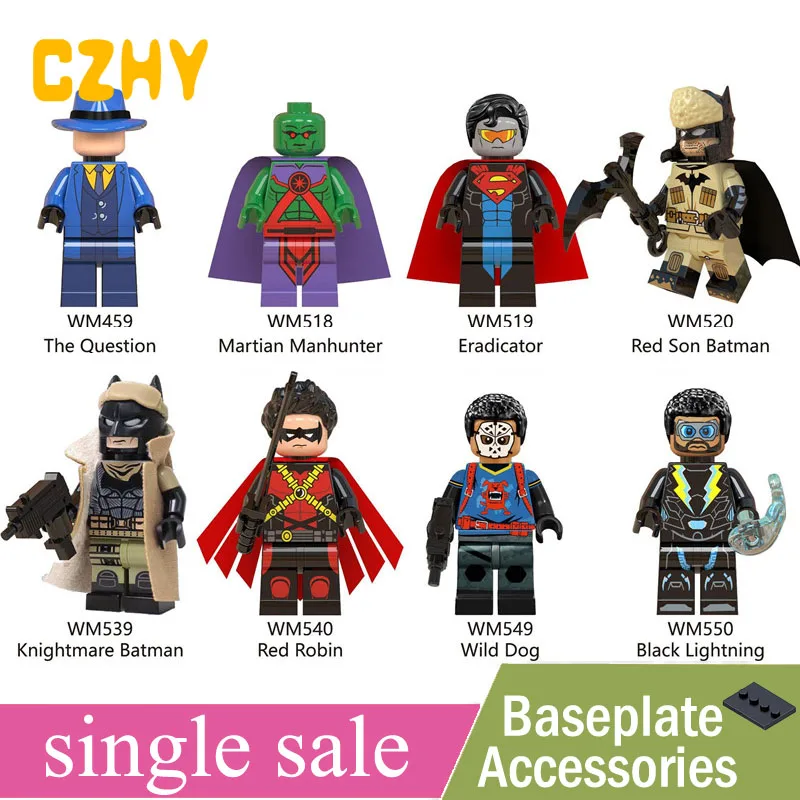 

DC Super Hero Red Son The Question Eradicator Robin Wild Dog Building Blocks Toys for Children Gifts Legoe Minifigured WM6038