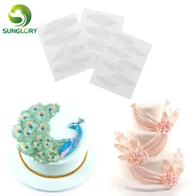 3 шт Пластиковые перья текстура мат Buttercream текстура лист набор для придания формы мастике торт плесень отпечаток выпечки коврик торт украшение