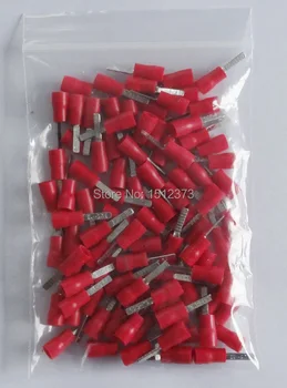 

100PCS/lot pre-insulating Blade terminal DBV1.25-10 22-18AWG(0.5-1.5 square meter) red color