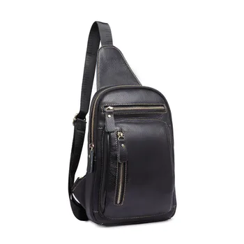 

Men genuine leather chest crossbody bag casual men messenger bag high quality chest waist pack leather travel shoulder bag
