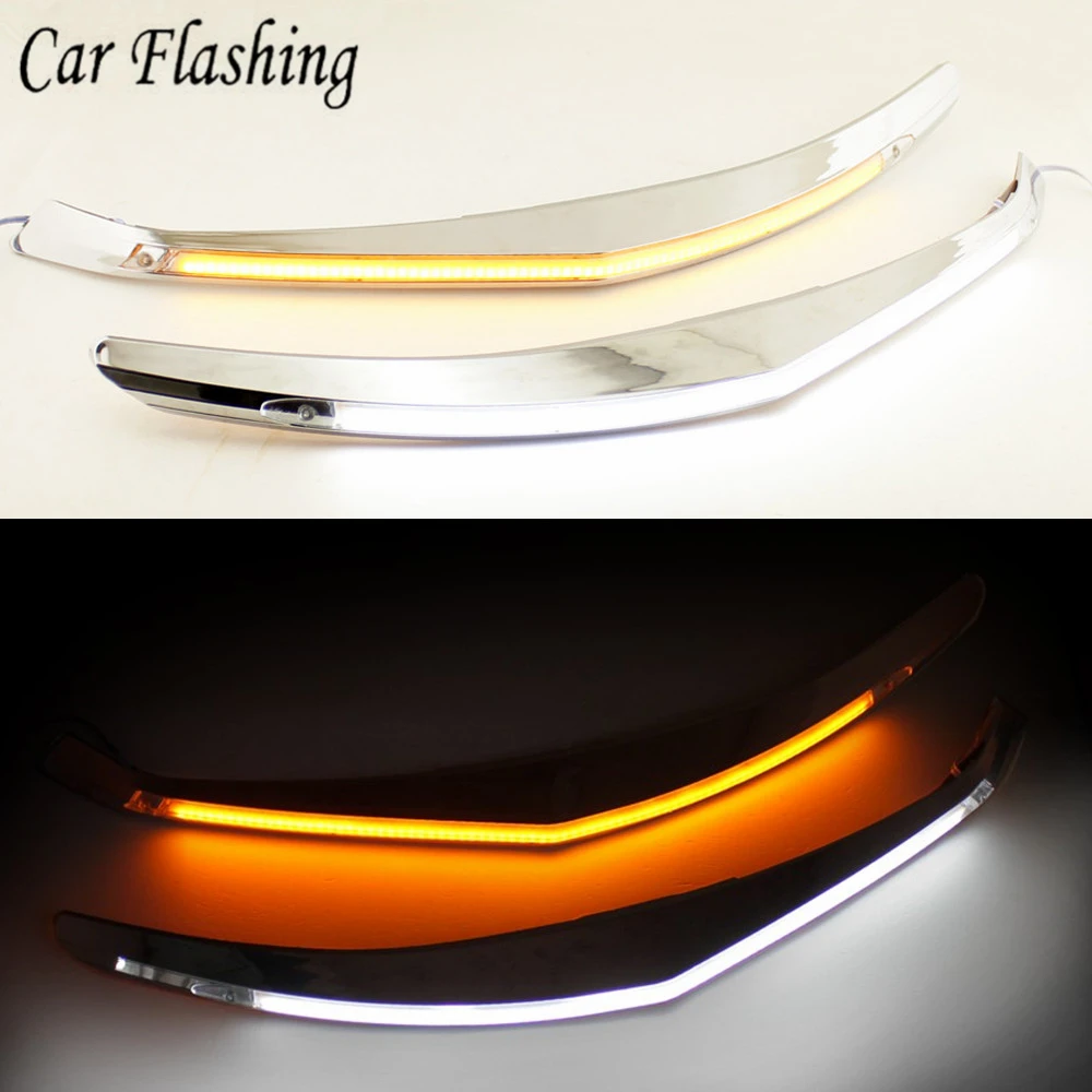 Car Flashing 2PCS Car Headlight Eyebrow With Turn Signal 12V DRL