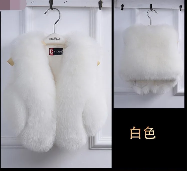 Baby Girl Age Size 2 3 4 5 6 7 Year T Wedding Vest Faux Fur Wool Cape Outwear Girls Kids Winter Spring Red White Black Grey  (3)