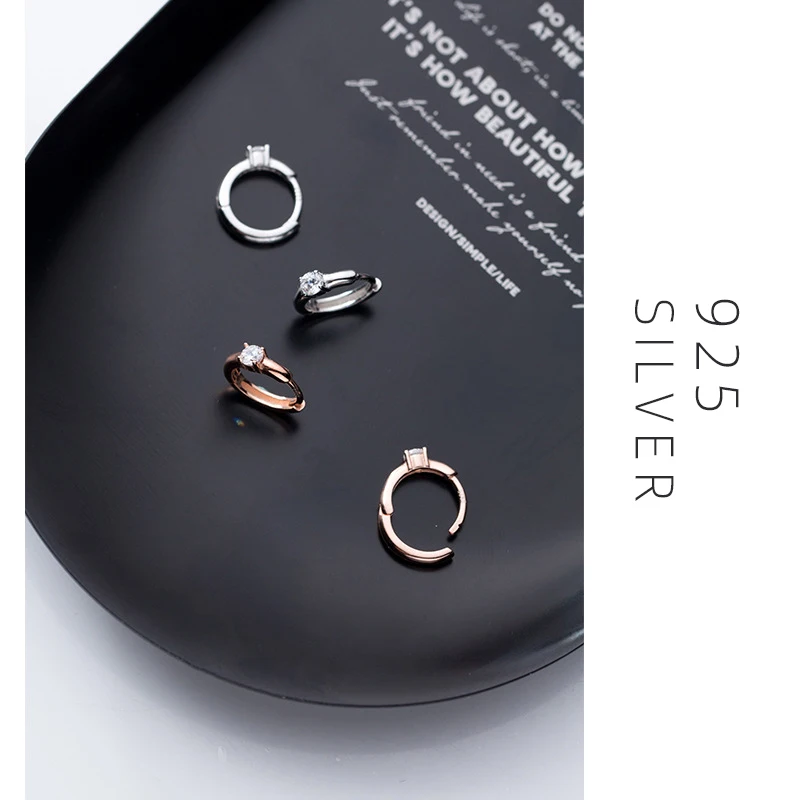 Modian хрустальные круглые классические серьги обруча модные простые ювелирные изделия из стерлингового серебра 925 пробы для женщин корейские крошечные серебряные серьги подарок