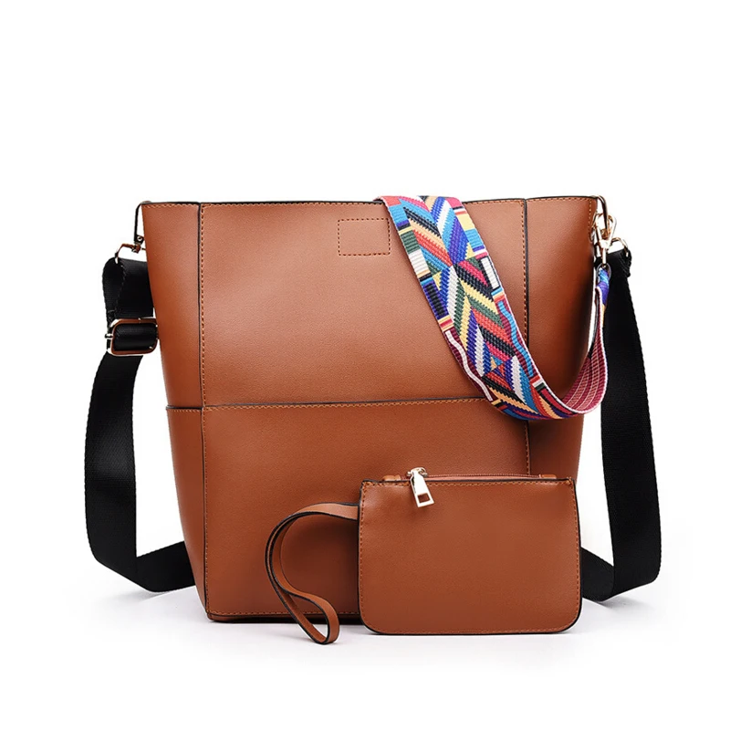 

Woman Fashion Leather Bags Brown Bucket Bag Ladies Shoulder Bag Day Clutches Wallet Purse Women Messenger Bags Casual Handbag