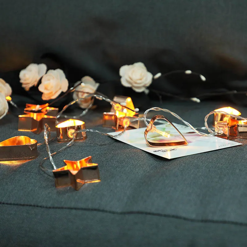 

LED Pentagram String Lights Heart Star Shape Lamp Christmas Wedding Party Decorative Lamps HVR88