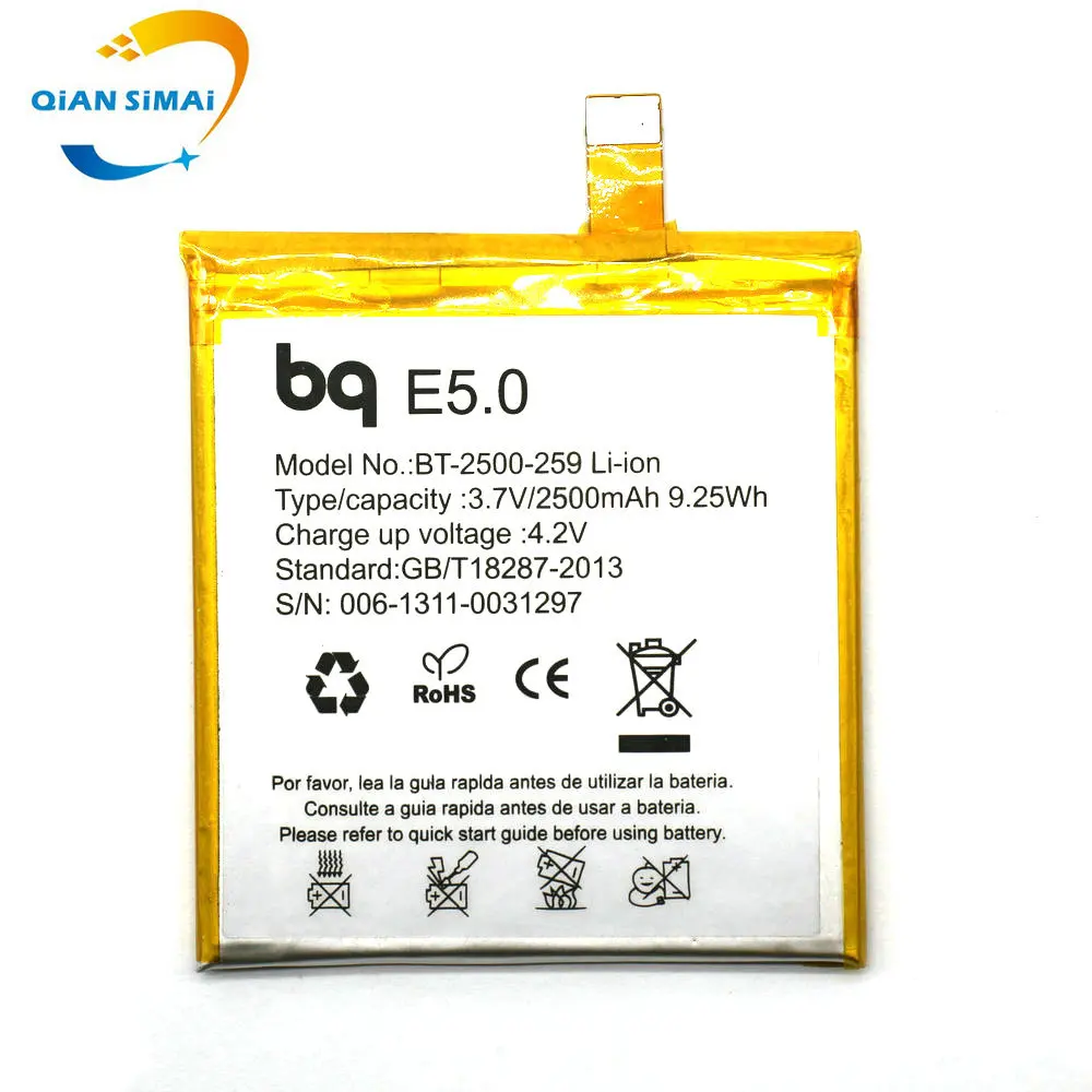 Новый аккумулятор 2500 мАч BQ E5.0 для Aquaris E5 FHD HD смартфона Бесплатная доставка + номер