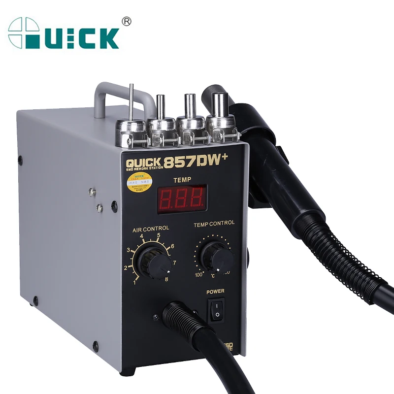 QUICK 857DW + паяльная станция 580 Вт пистолет горячего воздуха с винтовым ветром SMD BGA