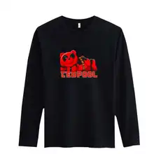 Totoro in Deadpool Black 3xl Funny T-shirts and Shirts and Dead Pool White T Shirt Men in Long Sleeve Cotton Tee Shirt xxs