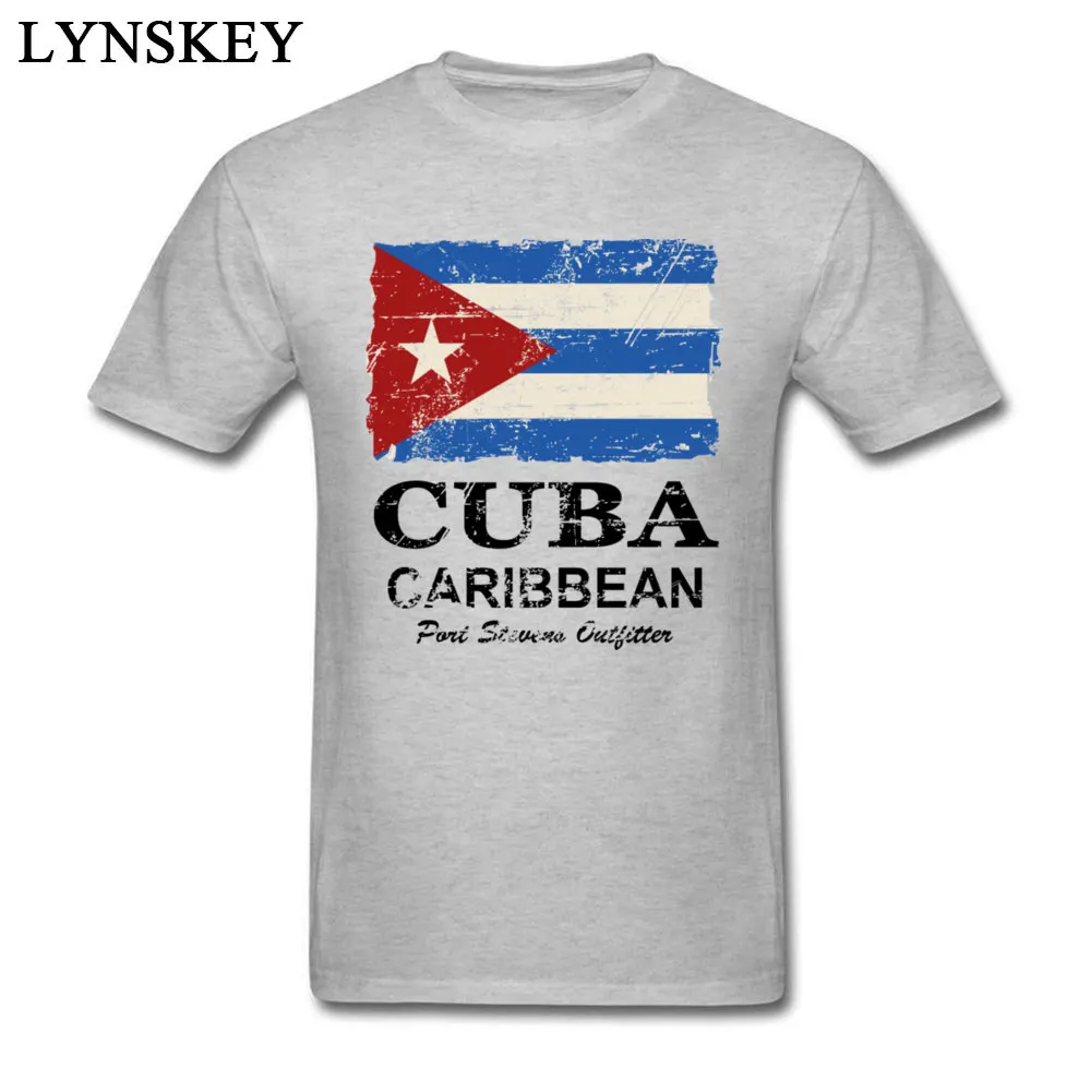 Cuba Flag - Vintage Look O-Neck Men T Shirt Summer Autumn Custom Tops T Shirt Short Sleeve Fashionable 100% Cotton Normal Tee Shirts Cuba Flag - Vintage Look grey