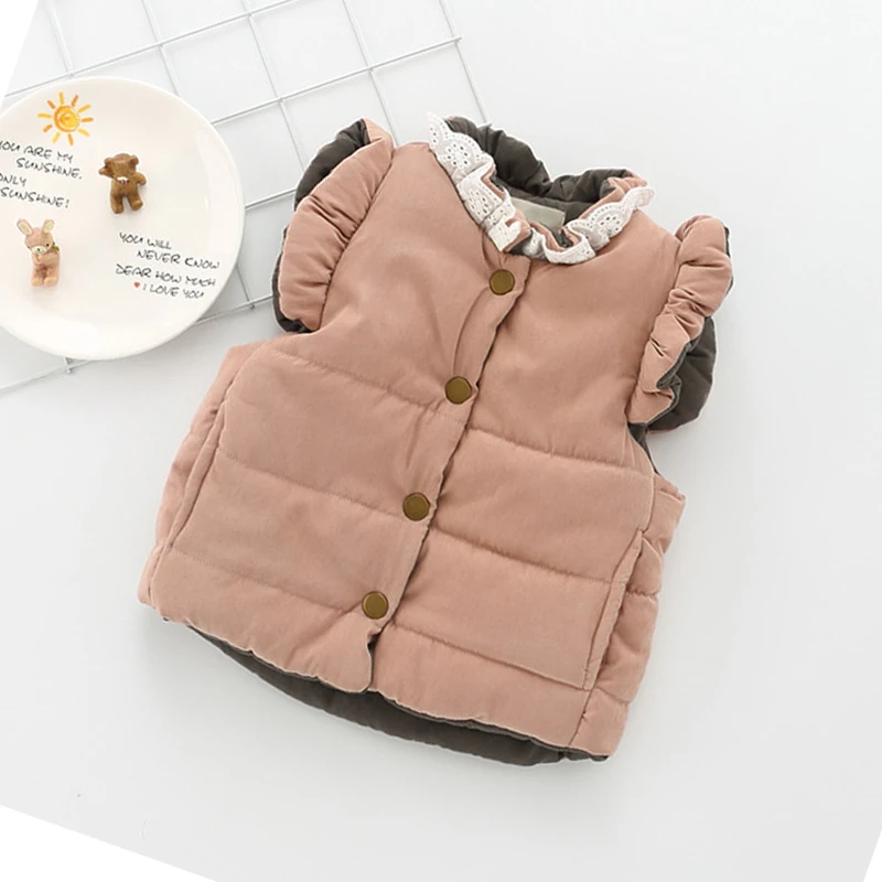 Autumn And Winter New Children'S Clothes Baby Girl Coat Thick Vest Cotton Vest Lace Leader Girl Clothes