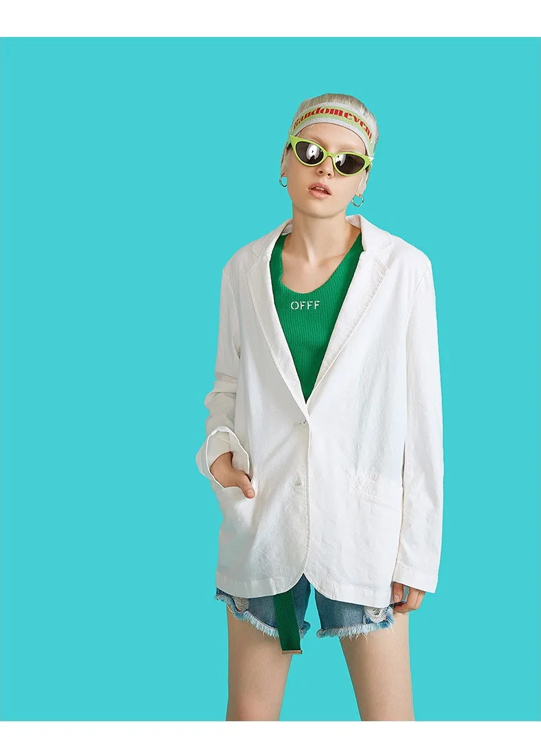 Toyouth New Autumn Chic Korean White Blazer Feminino Casual Long Sleeve Office Ladies Coats Plus Size Workwear Women Jackets
