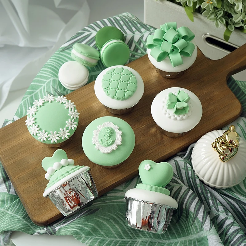 

Artificial Cup Cake Simulation Green Forest Series Cake Simulation Fondant Cake Fresh Window Display Wedding Home Decoration