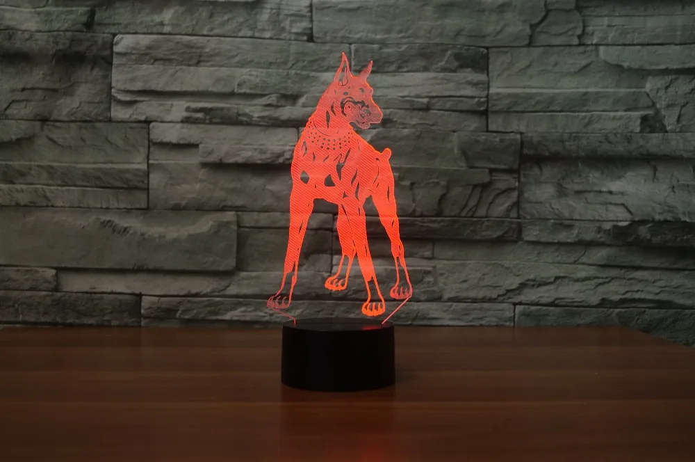 Креативный Doberman Стиль 3d ночник USB заряжаемая настольная лампа изменение цвета