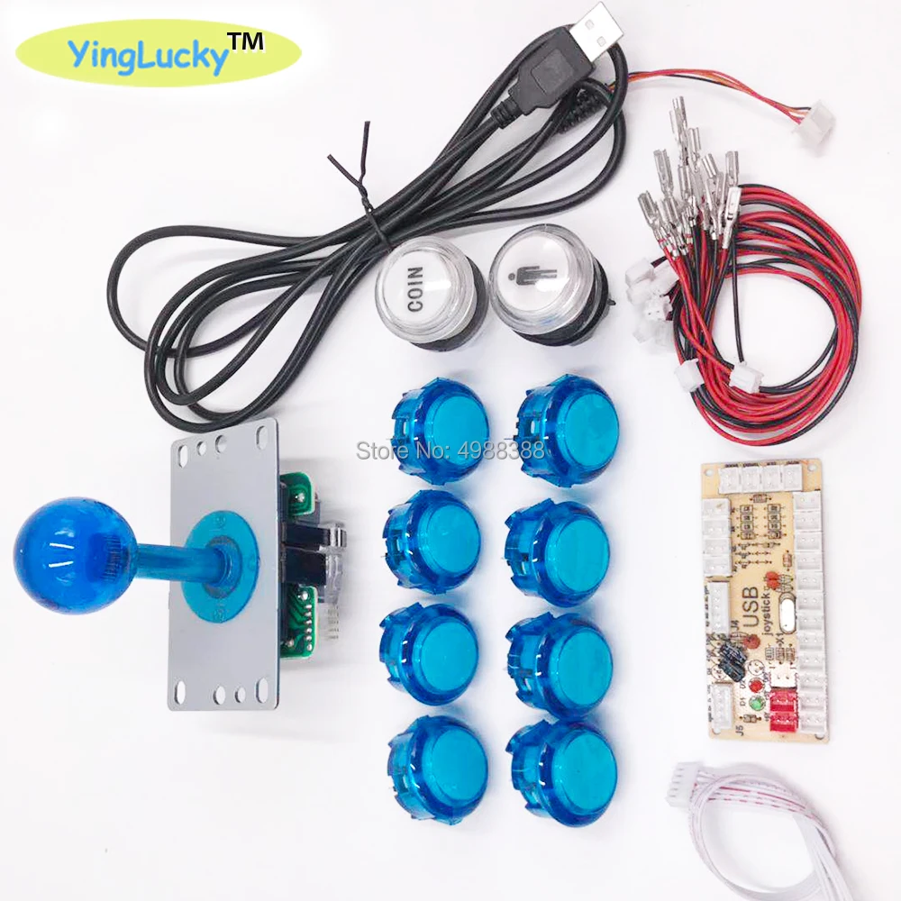 Yinglucky Джойстики для аркадных игр с нулевой задержкой DIY Kit USB энкодер для ПК Джойстик Sanwa для аркадных игр+ кнопочные кнопки Sanwa для аркадных игр Mame - Цвет: blue