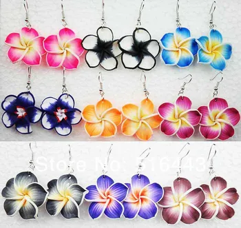

Fashion Earring 10Pairs Charms Soft clay Lucky Flowers Drop Earrings for Women Wholesale Fashion Jewelry Summer Sea Party