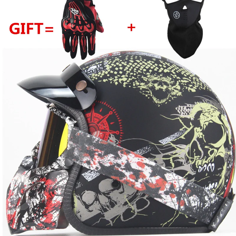 3/4 шлемы moto rcycle ретро с открытым лицом винтажные Racer Cascos moto rcycle шлем с goggle mask