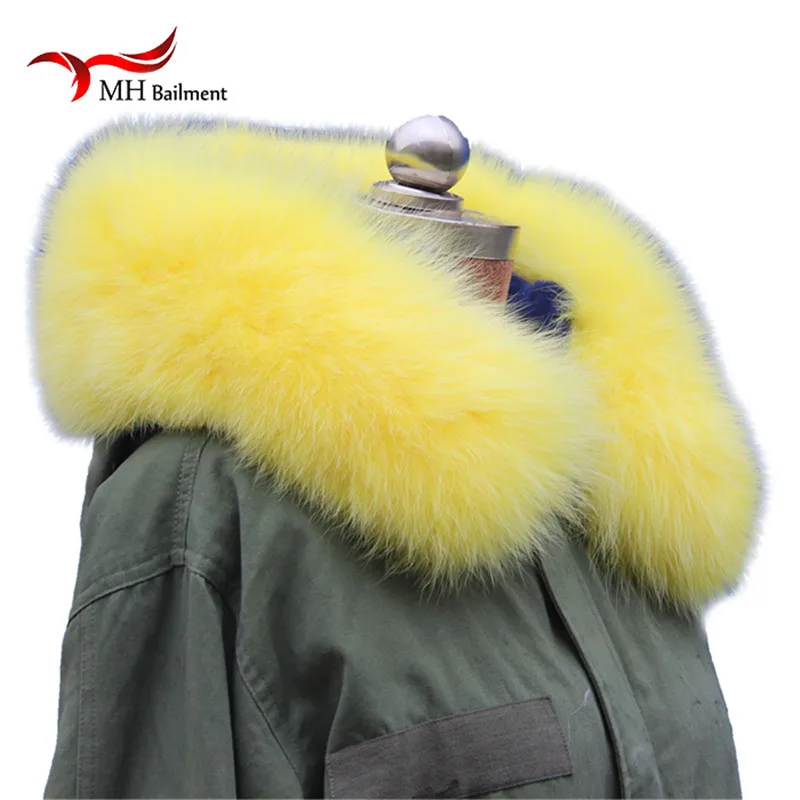 Yellow fox Winter Women's Real Fox Fur Collar Cap 70/80cm Straight Soft Scarf Neck Warmer L26 | Аксессуары для одежды