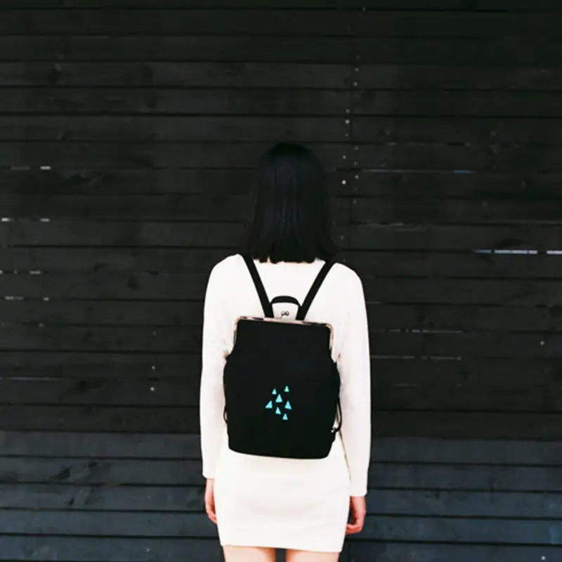 YIZI Fresh Embroidery Canvas font b Backpacks b font With Metal Frame Clasp For Teenage Girls