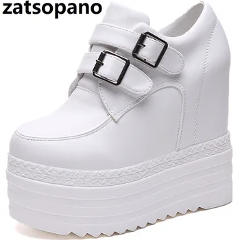 

Zatsopano Brand 13CM Wedges Buckle Shoes Woman Platform Shoes Hidden Heel Height Increasing Casual Shoes Female Chaussure Femme