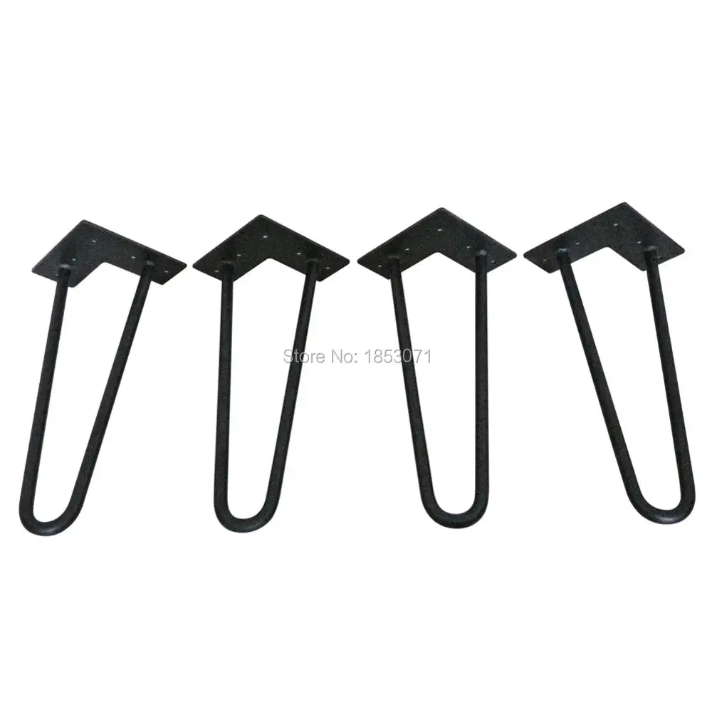 4 Pcs 12" Metal Hairpin Table Legs 2 Pins DIY Furniture Legs in Black