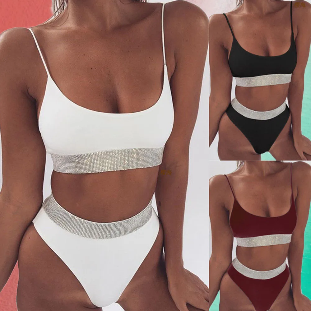 

Hot Bikini Sexy Swimwear Women Swimming Bordered Solid Summer Backless One Piece Swimsuit Bathing Suit Beach Wear Traje De Baño