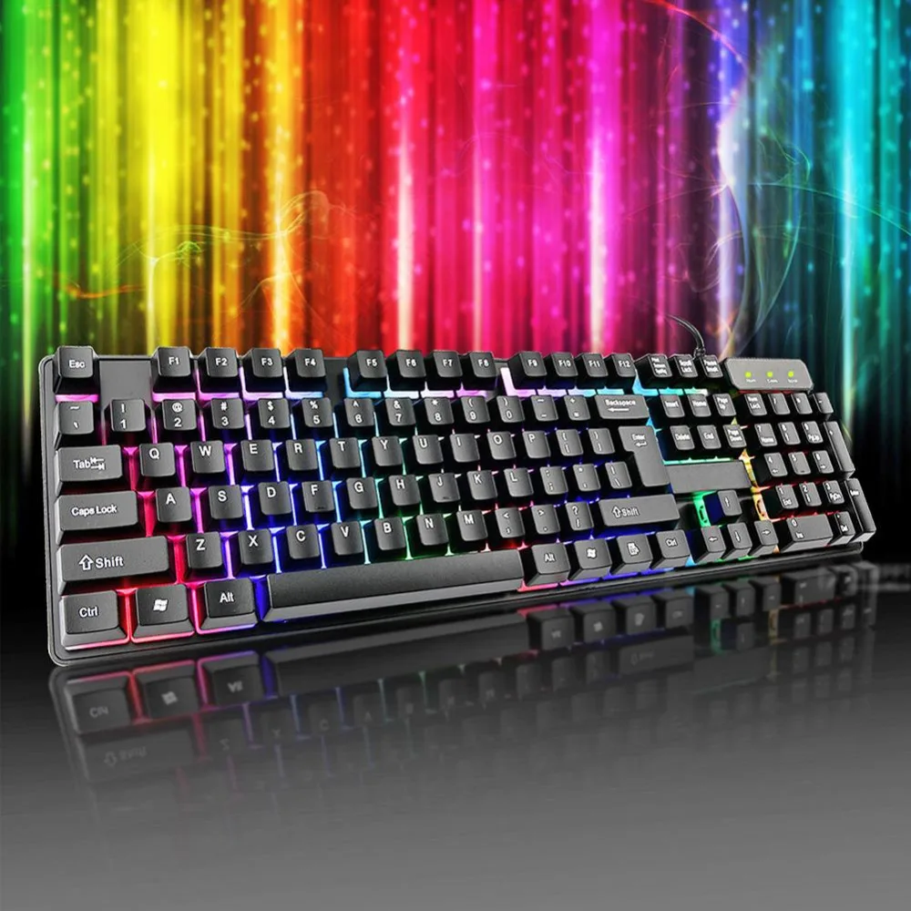 

VODOOL 104 Key Suspension Cap Rainbow Backlit Mechanical Feel USB Wired Gaming Keyboard for Computer PC Laptop Keyboard