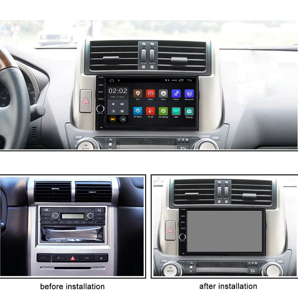 Best 7" Android 8.0 Quad Core 2G+16G Universal Double 2 Din no dvd Car Audio Stereo GPS Navigation Radio Kits Car Multimedia RDS 10