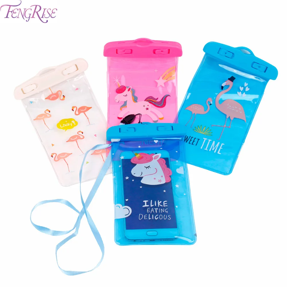

FENGRISE Flamingo Unicorn Waterproof Mobile Phone Bag Pool Party Underwater Pouch Dry Shoulder Backpack Phone Pocket Container