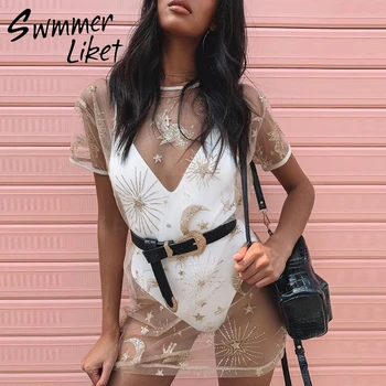 

Long sleeve beach dress cover up bathers Sexy beachwear Cover-ups See through saida de beach swimsuit female beach sarong Summer