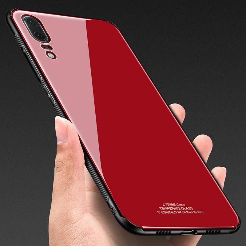

MAKAVO For Huawei P20 Pro Case Luxury Tempered Glass Back Phone Cover Hybrid Shockproof Sleeve Hard Housing for Huawei P20 Lite