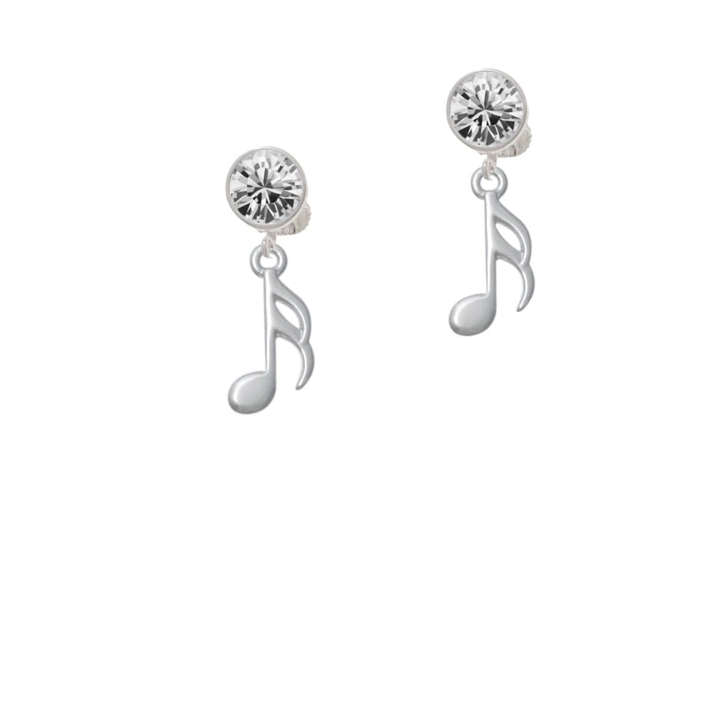 Sixteenth Note Crystal Clip On Earrings (1)