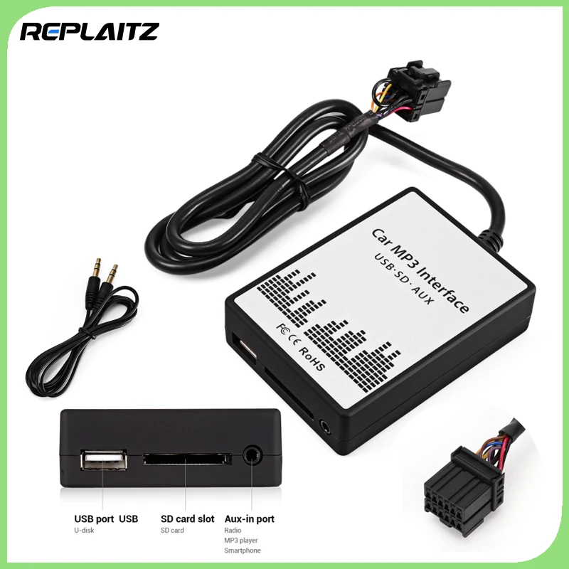 Buy Car Audio Adapter MP3 3.5mm AUX USB Interface MP3 Music Changer Virtual CD