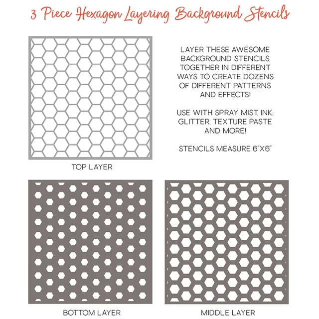 3pcs Set Hexagon Layering Background Stencils For Diy Sbooking 3pcs Set Hexagon Layering Background Stencils For Diy Sbooking Decorative Paper Cards Crafts Plastic Templates