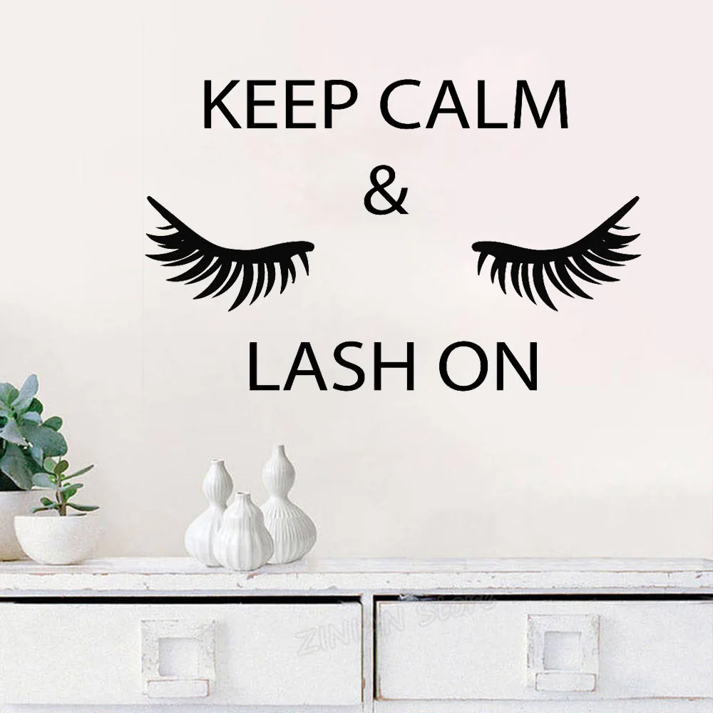 Keep Calm and Lash On Quote Wall Stickers Eye Eyelashes Lashes