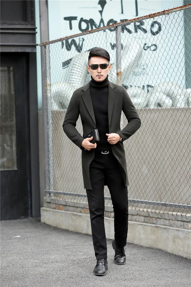 2017 зимние Для мужчин повседневная двусторонний Шерстяной Тренч пальто куртка Для мужчин модные шерстяные Куртки бизнес классический Для