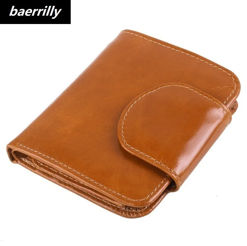 

Brand Design Mini wallet Genuine Oil Wax Leather Women Short Wallets Coin Pocket Small Wallet Female Purse Money Clip Gift