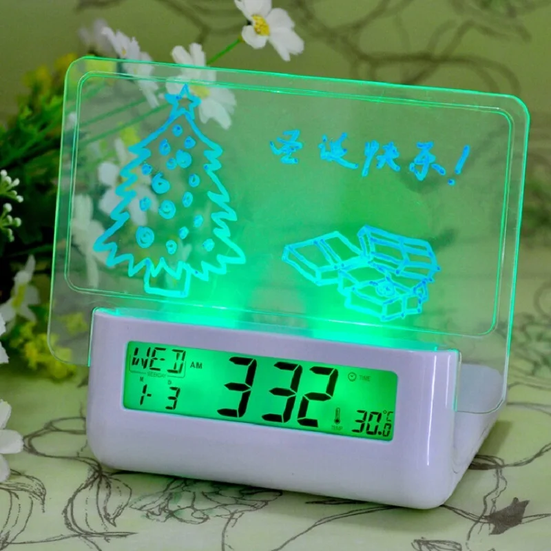 digital time alarming voice message board alarm clock acoustic control