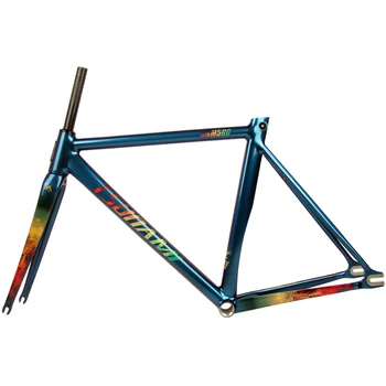 

TSUNAMI Single speed Bicycle Fixed Gear Frameset Aluminium Frame with Carbon Fork 700c*52cm 55cm Chameleon Bike Frameset