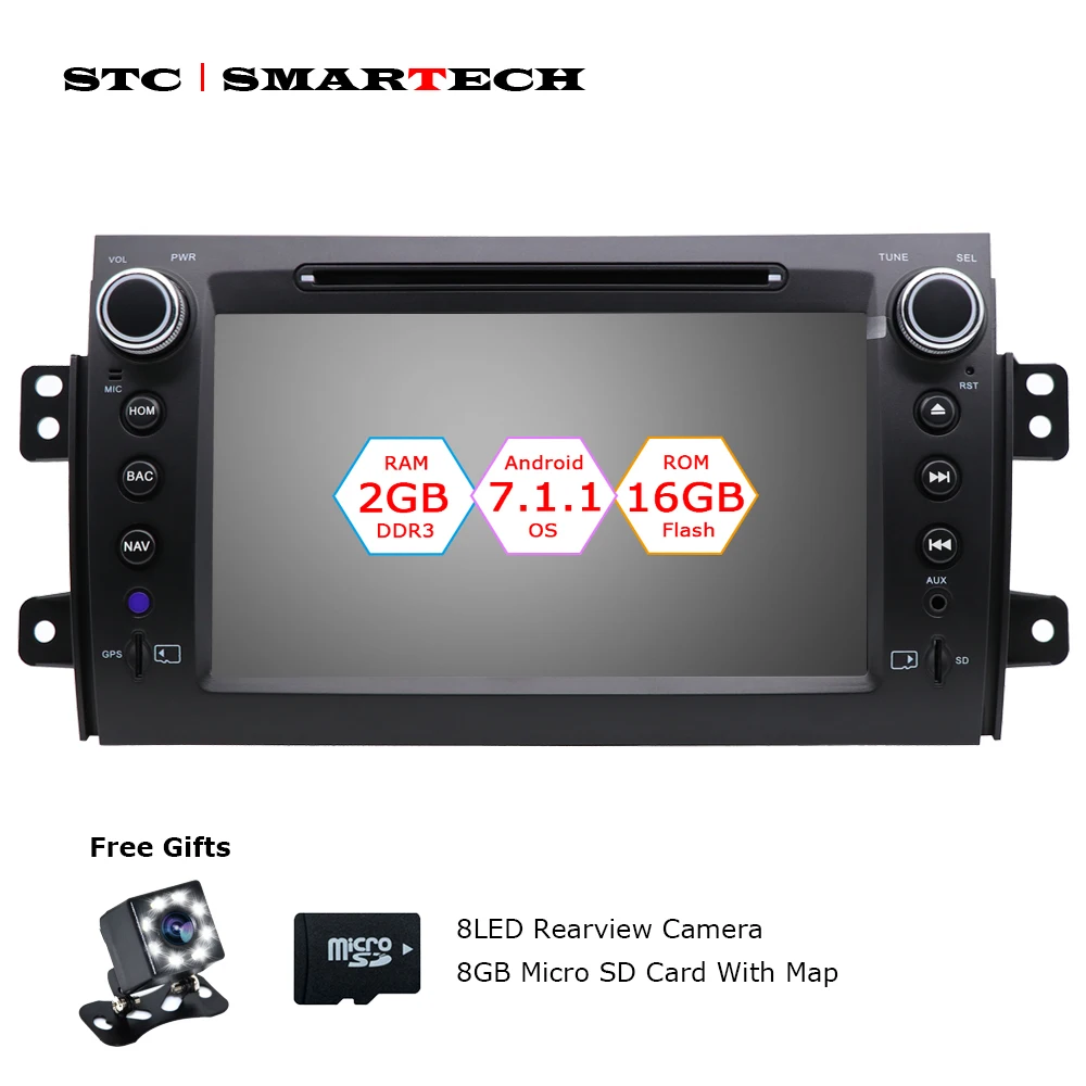 

SMARTECH 2 Din Android 7.1.2 OS Car Audio Radio DVD CD Player GPS Navigation for Suzuki SX4 2006-2013 Quad-Core 2GB RAM 16GB ROM