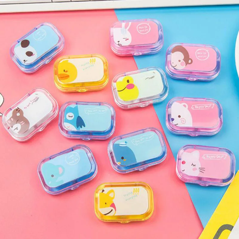 

1 Pcs Kawaii Cartoon Portable Contact Lens Case Cute Candy Color Contact Lens Partner Care Box Travel Cleaner Cleaning Container