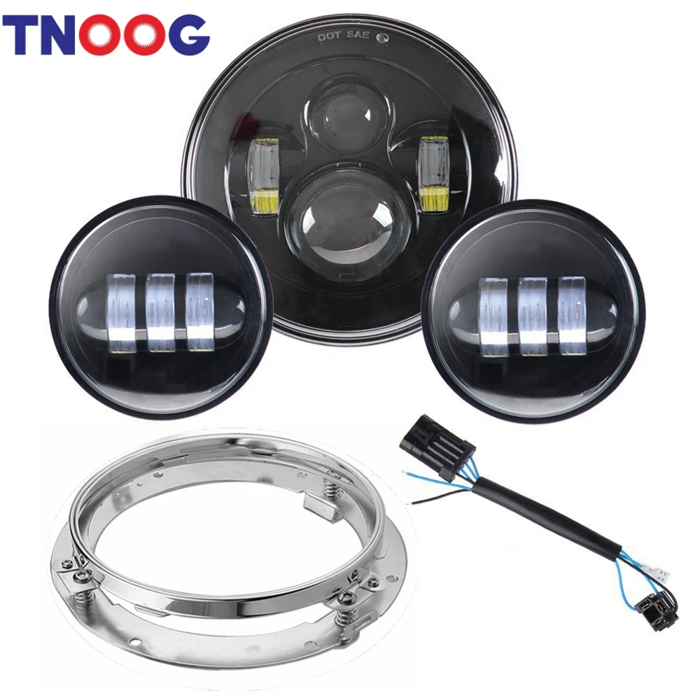 7" LED Headlight 4 1/2 LED Fog Lights 7inch Mounting Ring for Road King