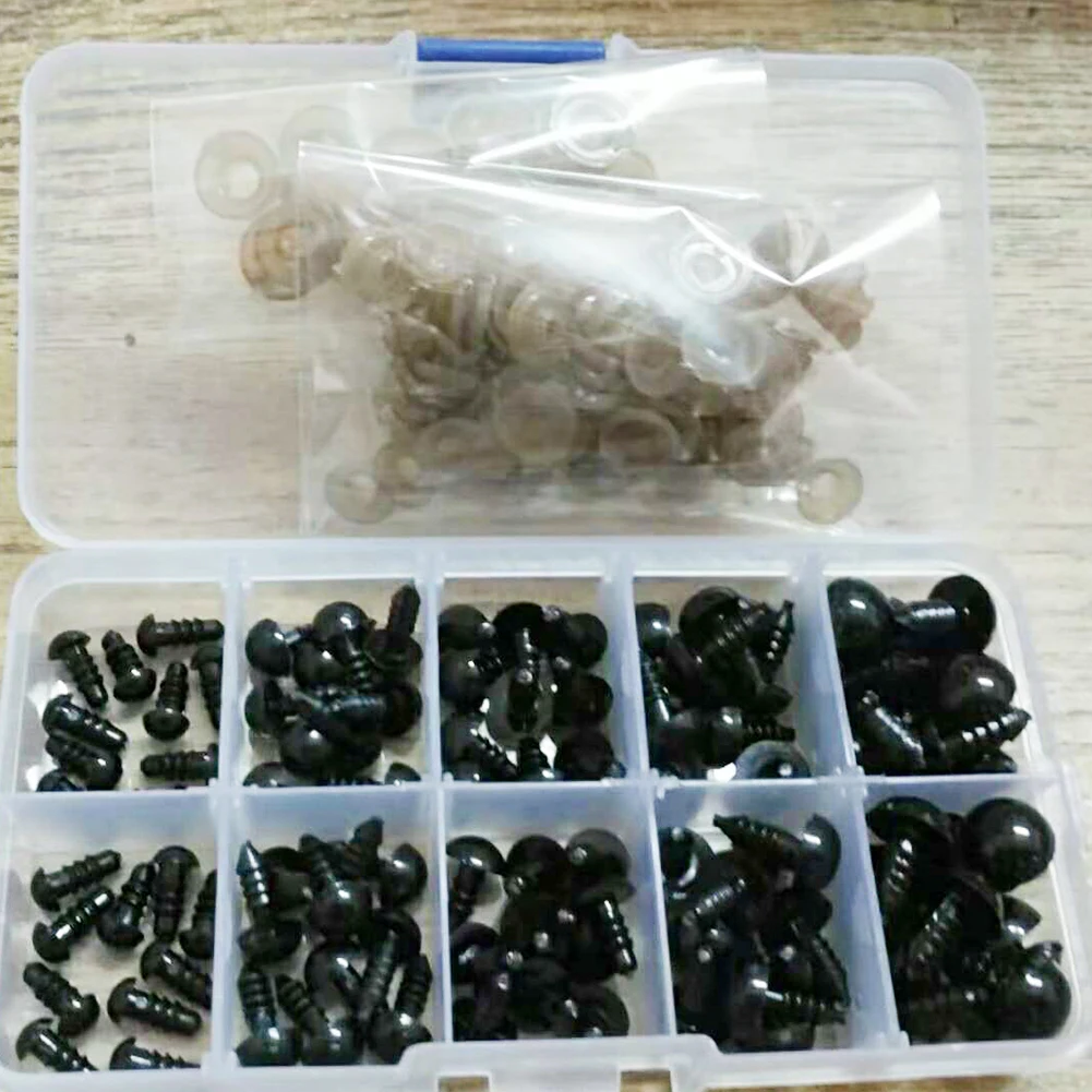 100Pcs 6 To 12 Mm Set Toy Accessories Crafts Safety Eyes Plastic DIY Eco-friendly With Washer
